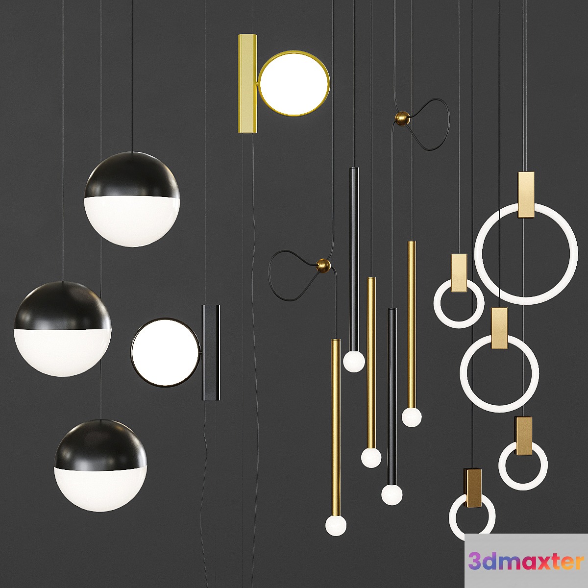 Pendant lights set 041 3D Max