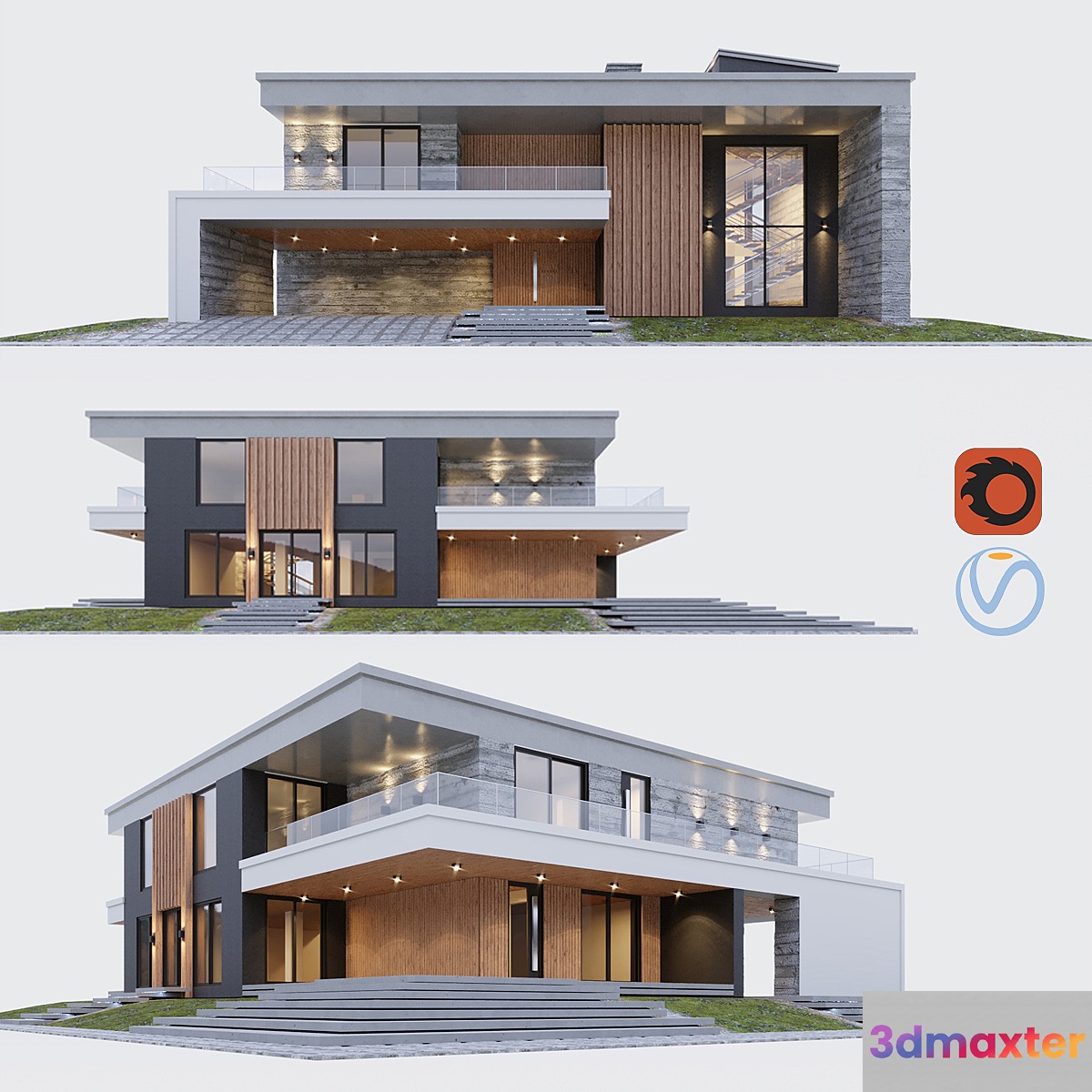 Modern villa 3D Max