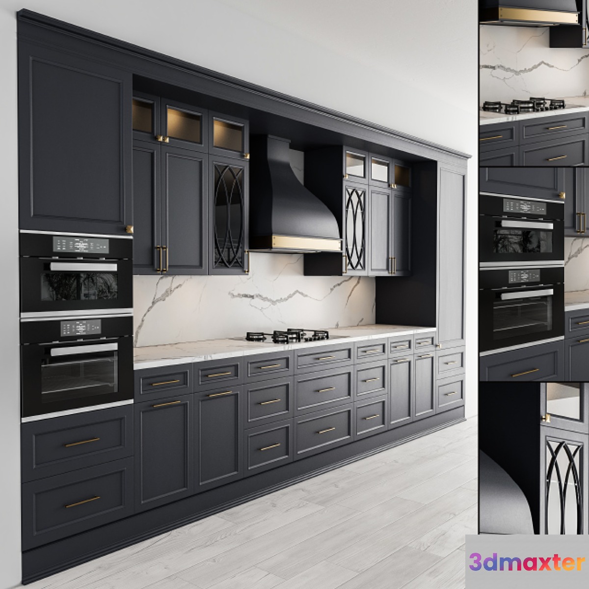 Kitchen NeoClassic - Dark Gray Set 22 3D Max