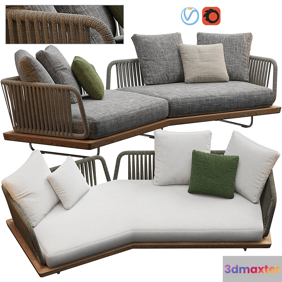 Sunray sofa Minotti outdoor 3D Max
