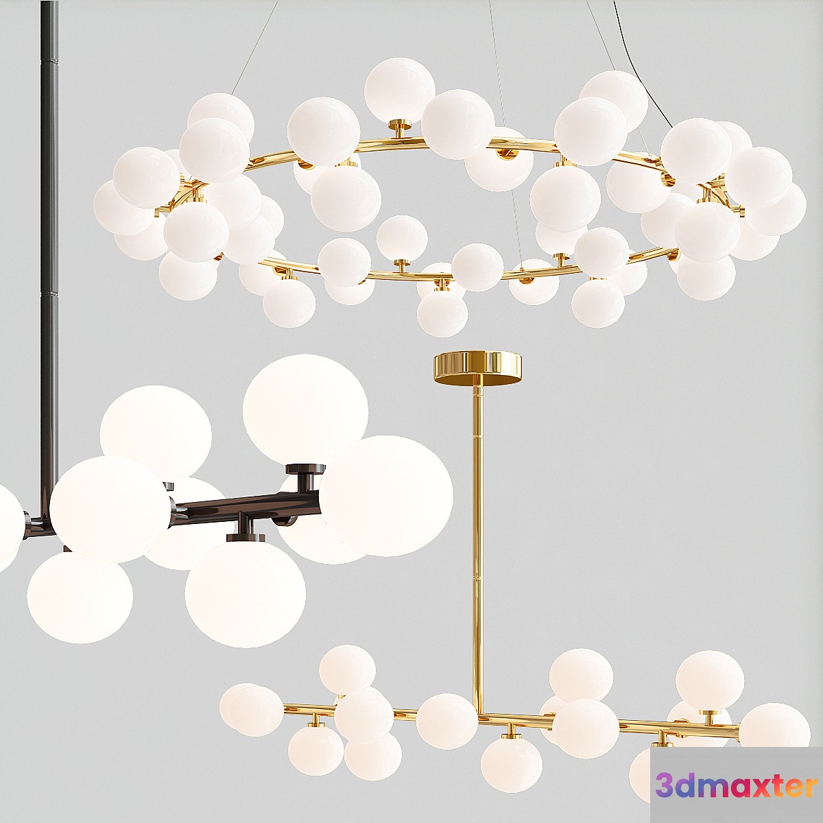 Bubble Stik and Milk Bublle Round Chandelier Collection 3D Max