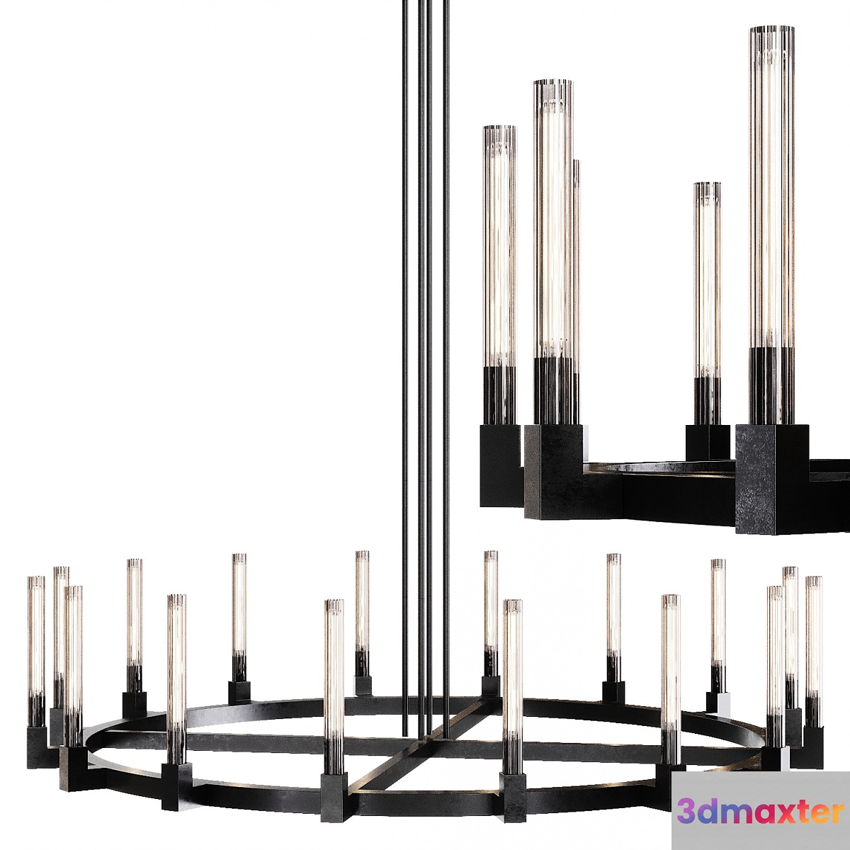 Restoration Hardware CANNELE ROUND CHANDELIER 72 Black 3D Max