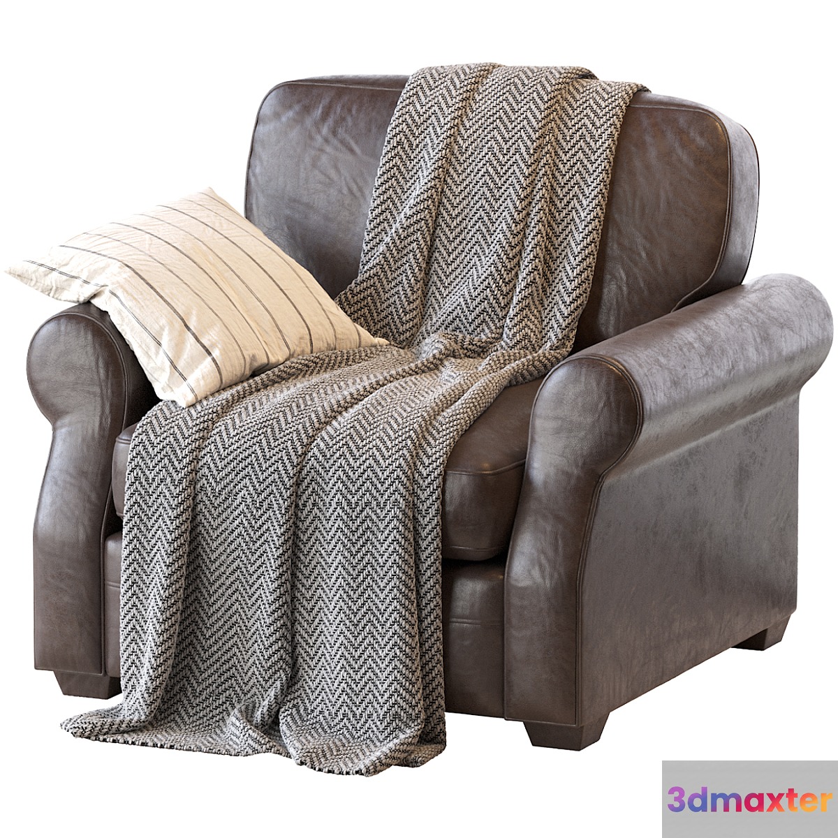 Fremont Roll Arm Upholstered Armchair 3D Max
