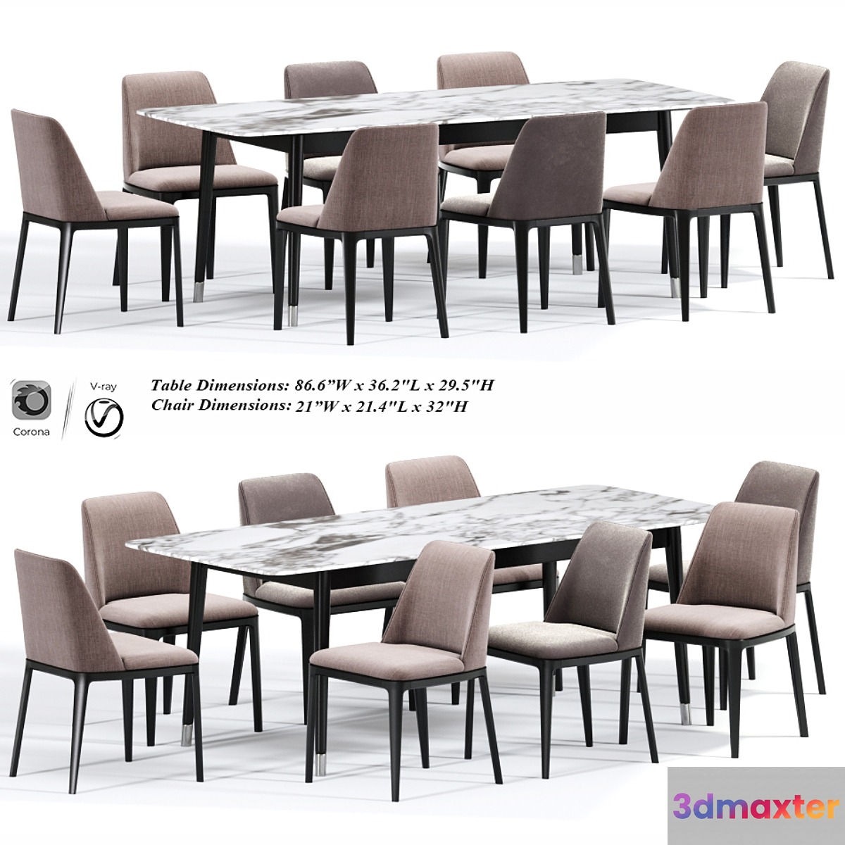 Poliform Grace Dining Chair Table 3D Max