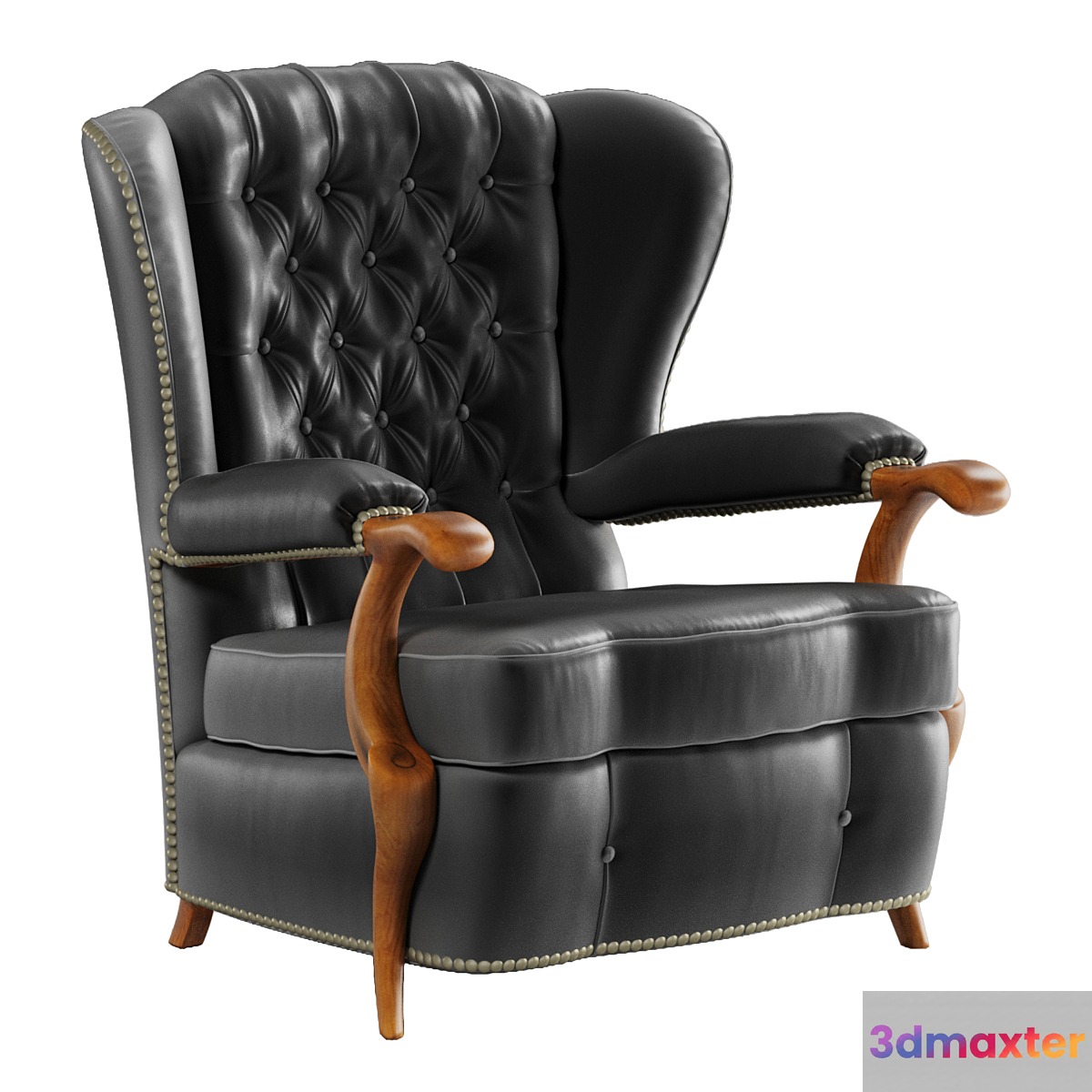 Black Leather Chesterfield Club Chair