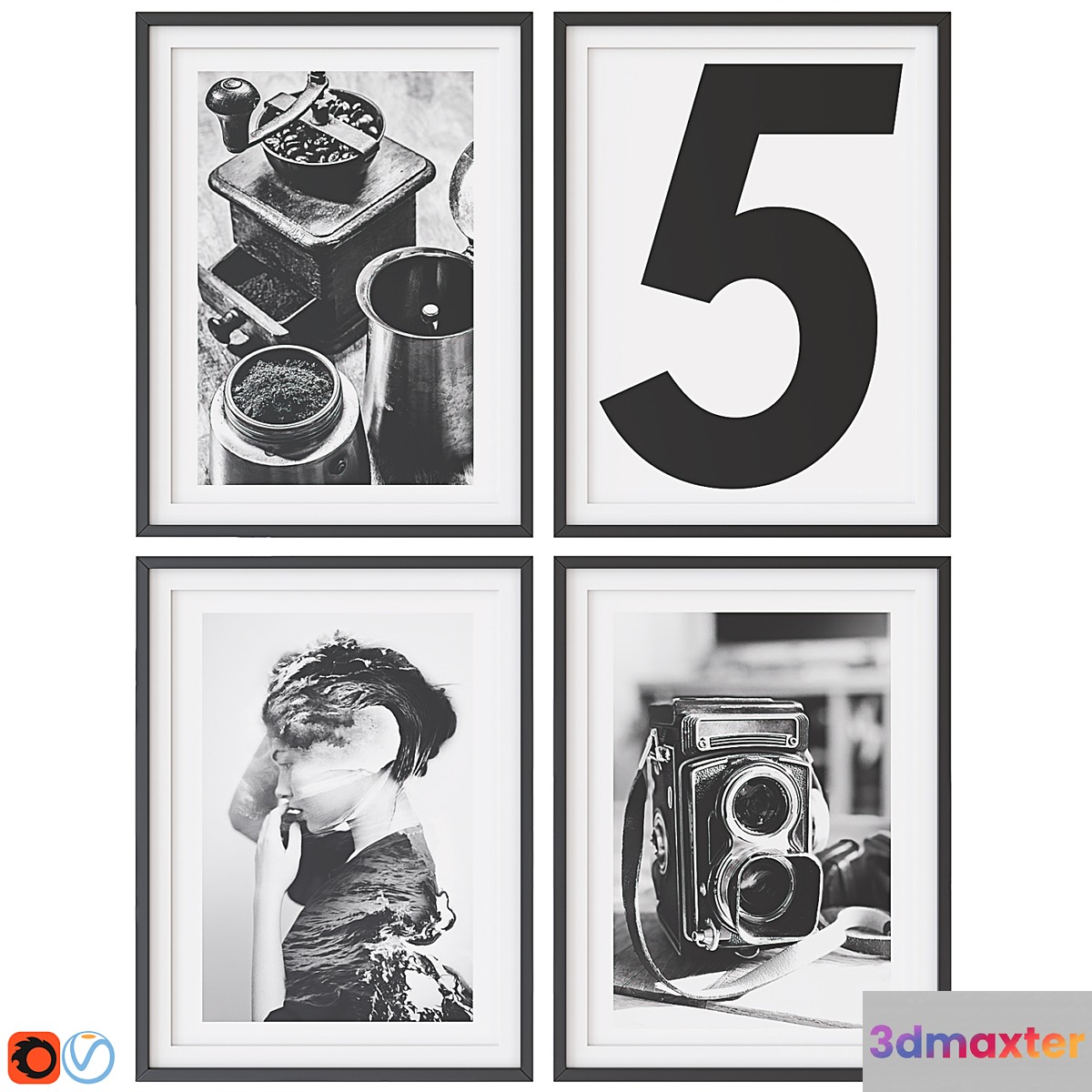 Set of paintings in the Scandinavian style 008 3D Max