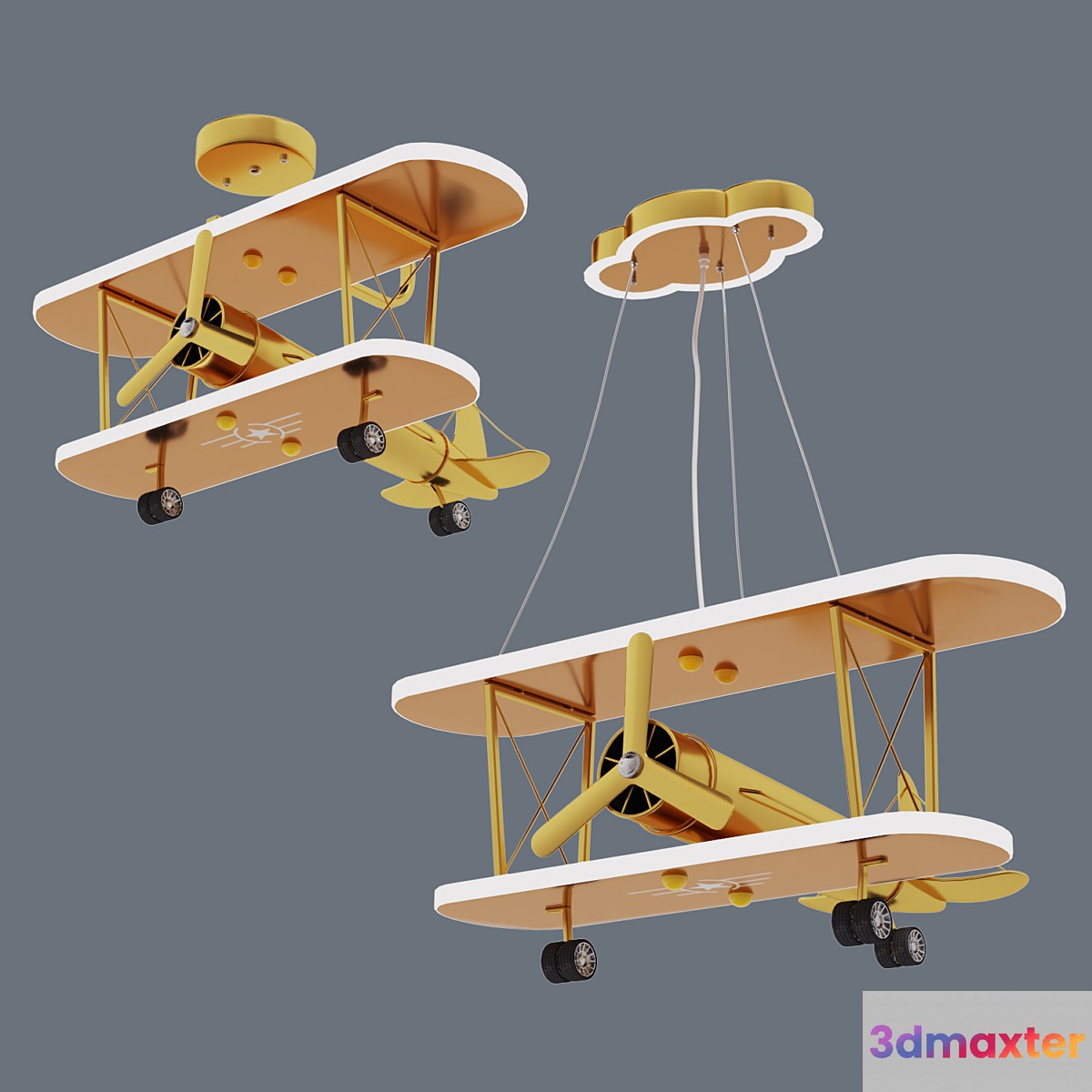 Golden chandelier airplane 3D Max