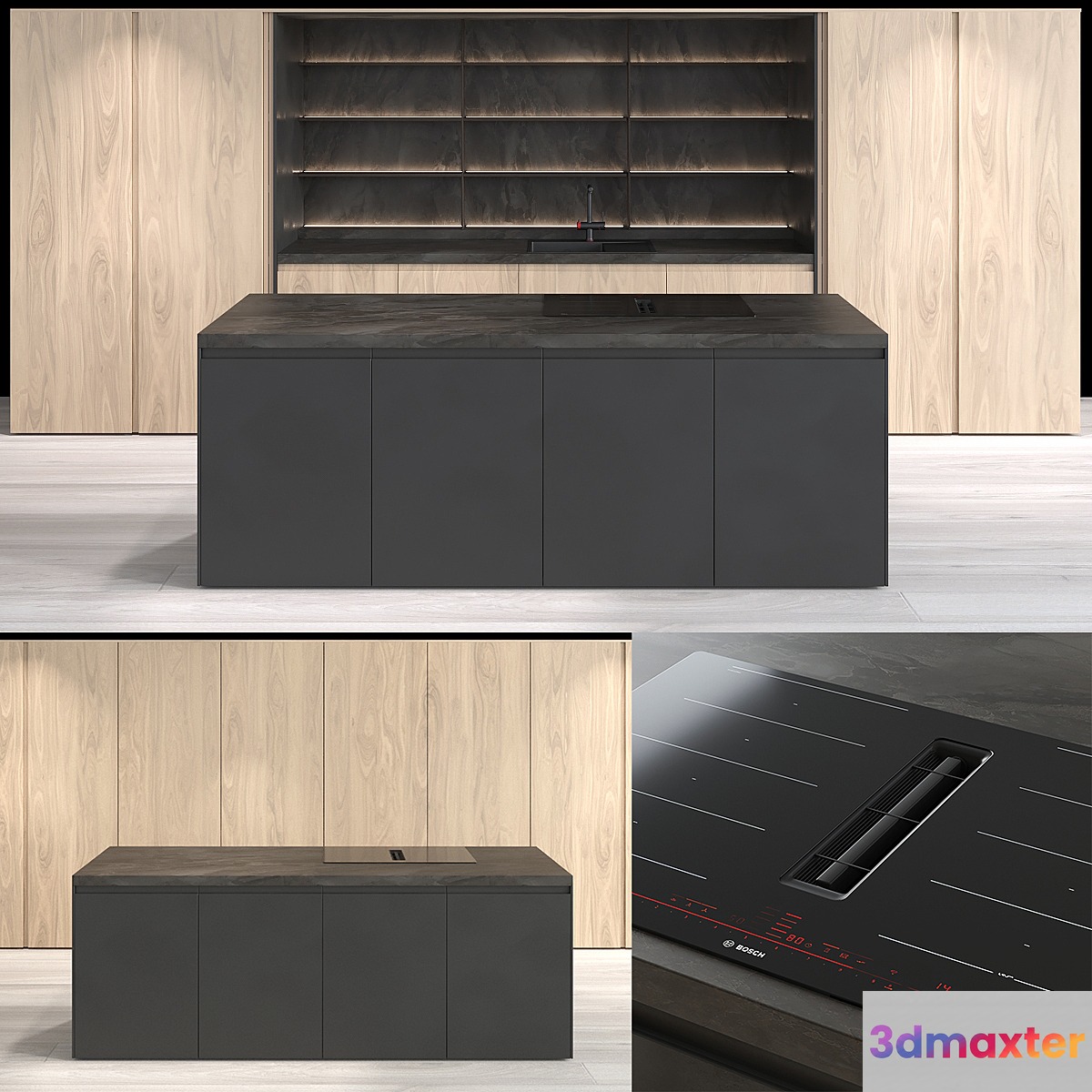 Hidden modern kitchen Omoikiri Mixer Bosh