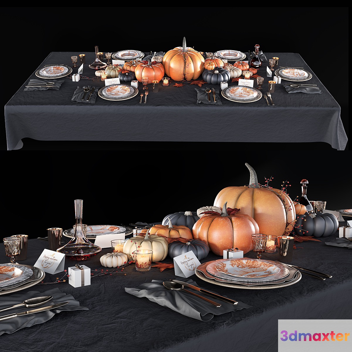 Table set with pumpkins