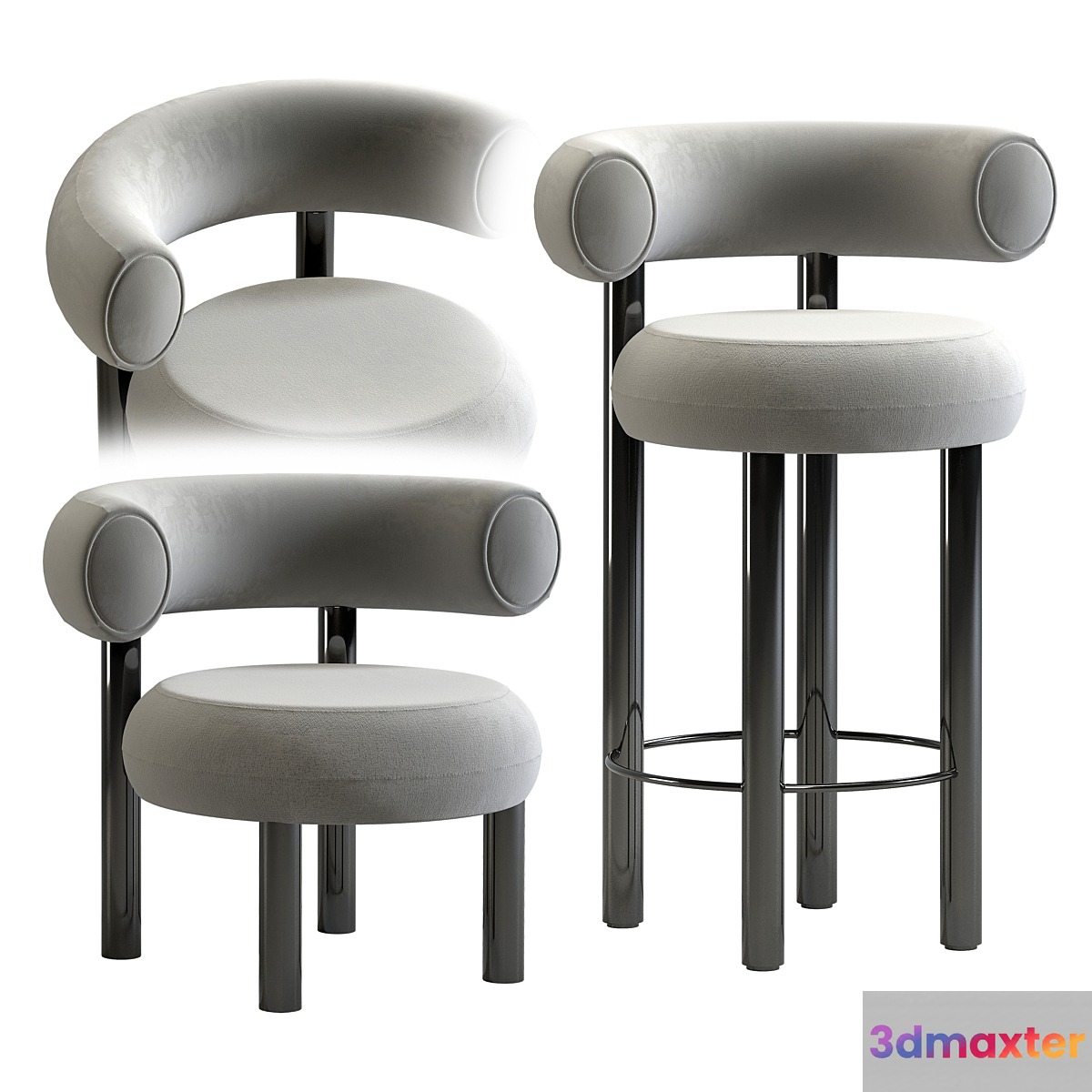 Tom Dixon Fat Lounge & Stool bar chair 3D Max
