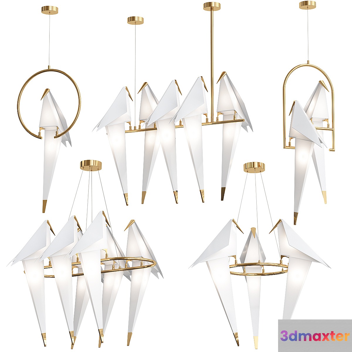Moooi Origami Bird Perch by Romatti Set 3D Max
