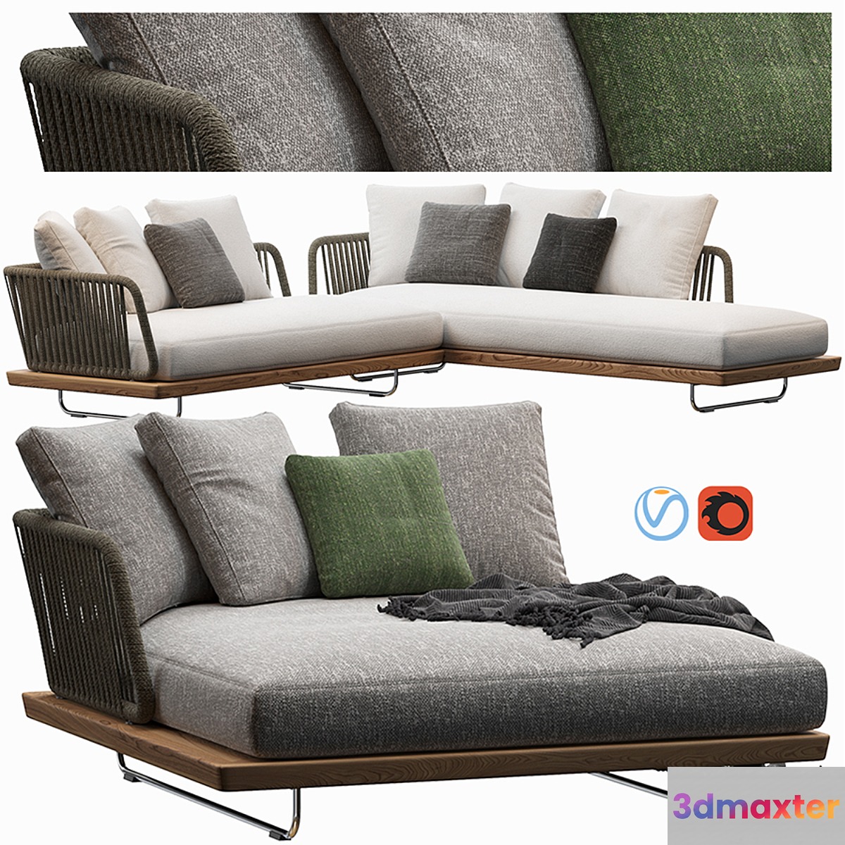 Sunray sofa Minotti outdoor 3D Max