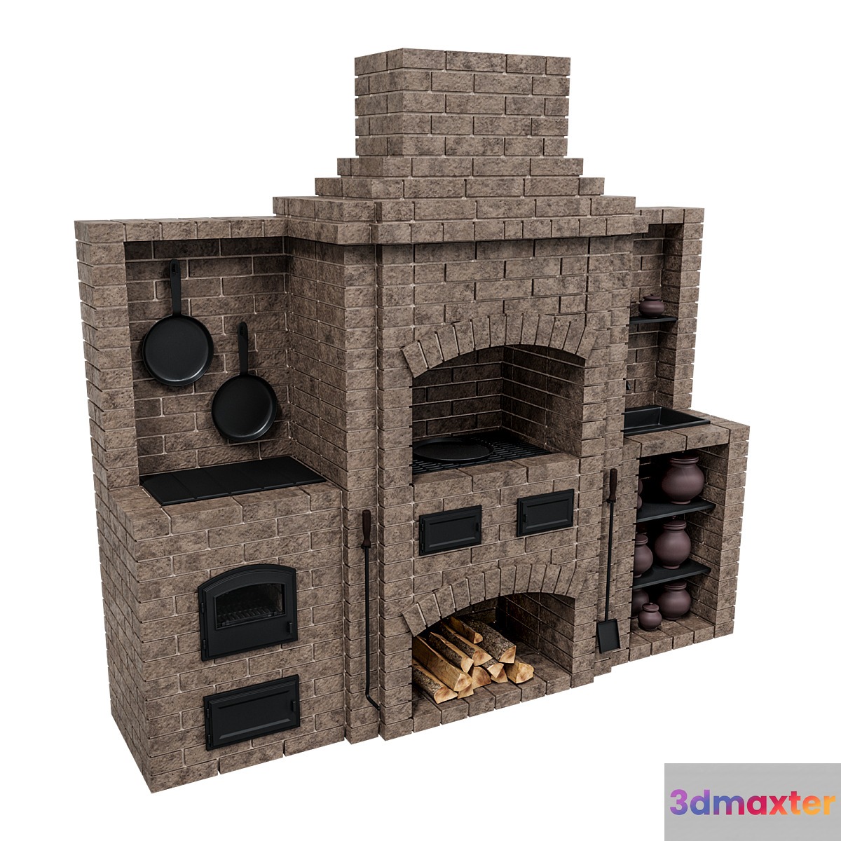 Brick oven barbecue 3D Max