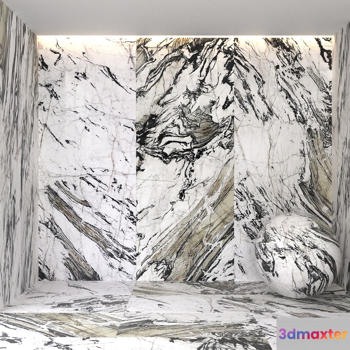 Explosion black marble 3D Max
