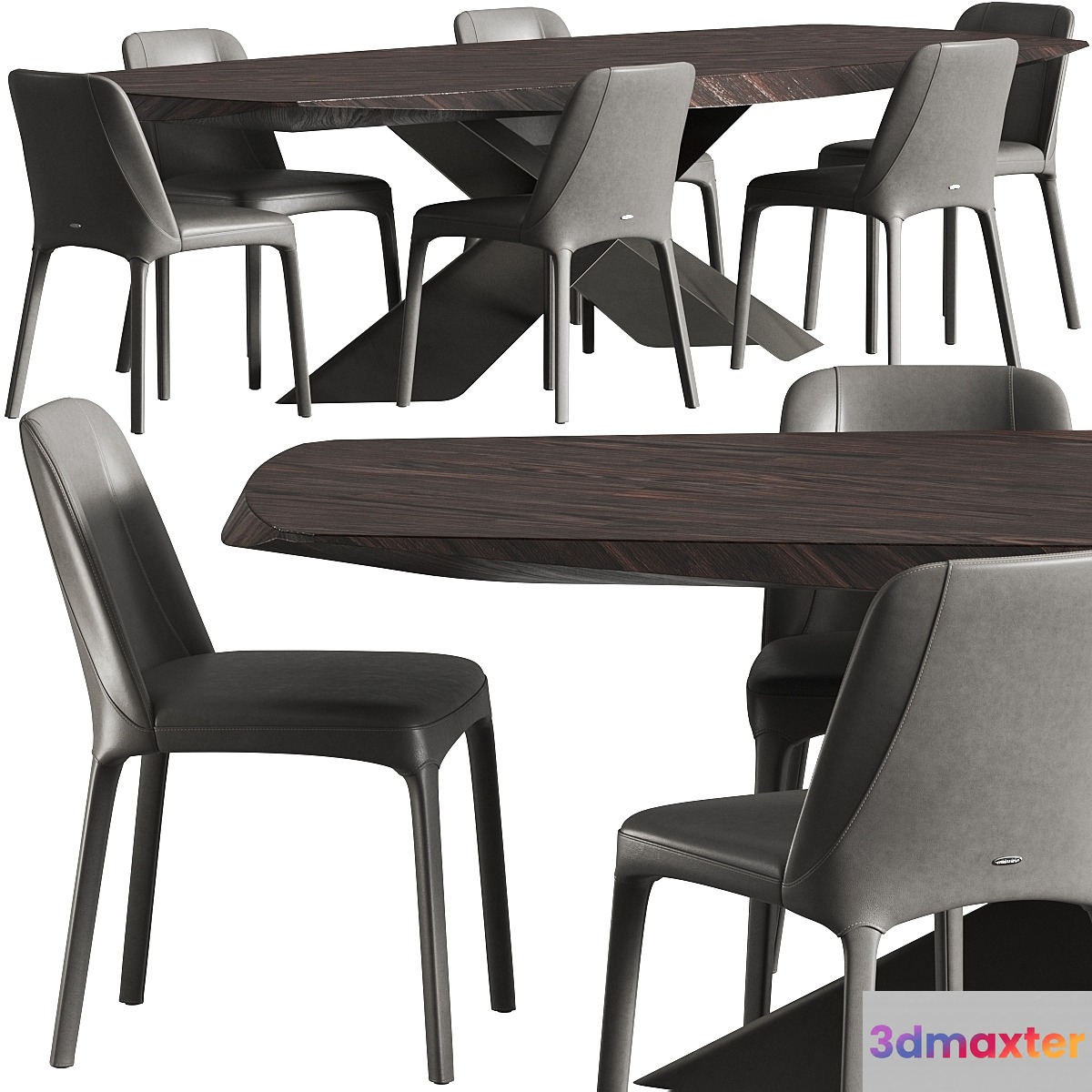 Cattelan Italia Tyron Masterwood and Wilma Chair Dining Set