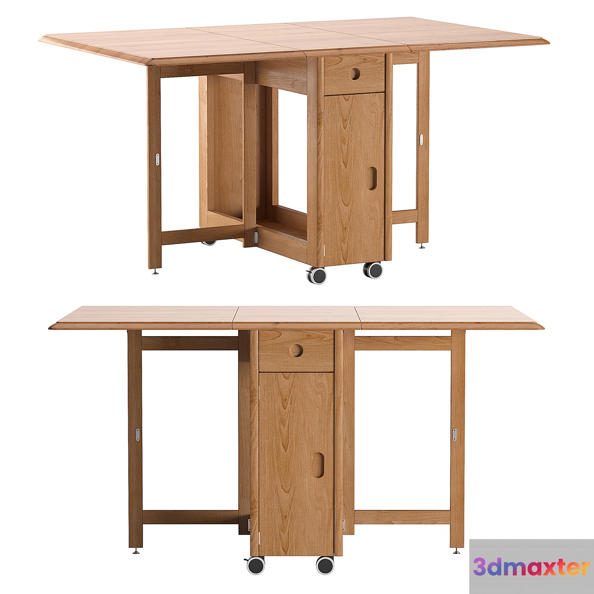 Modern Space Saving Solid Wood Folding Dining Table 3D Max