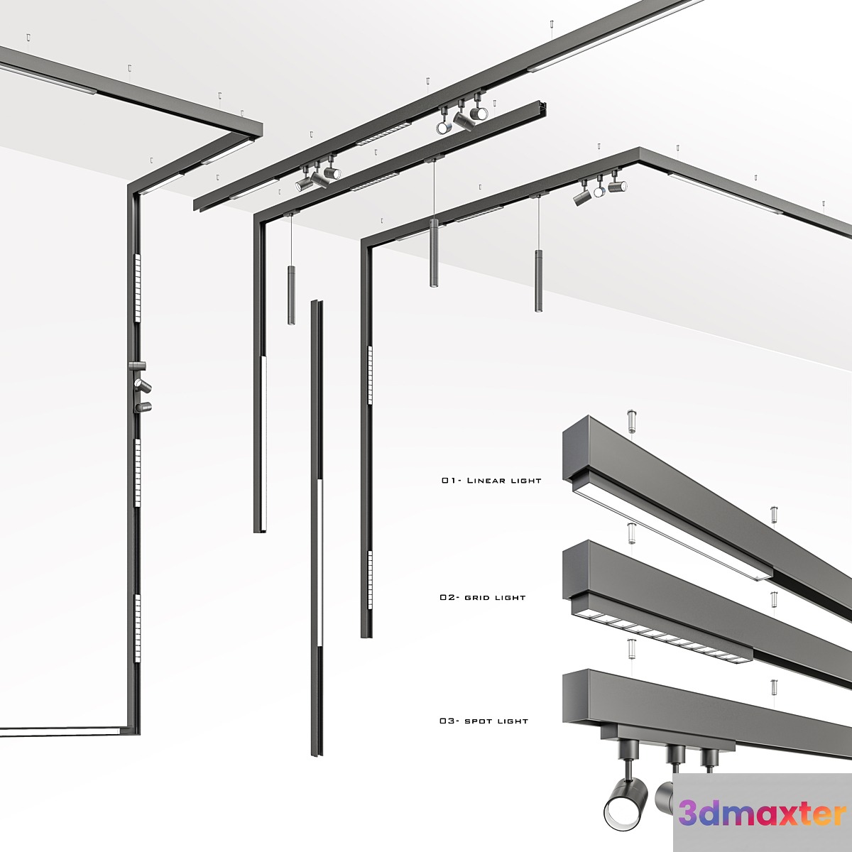 Magnetic -Track-light 3D Max