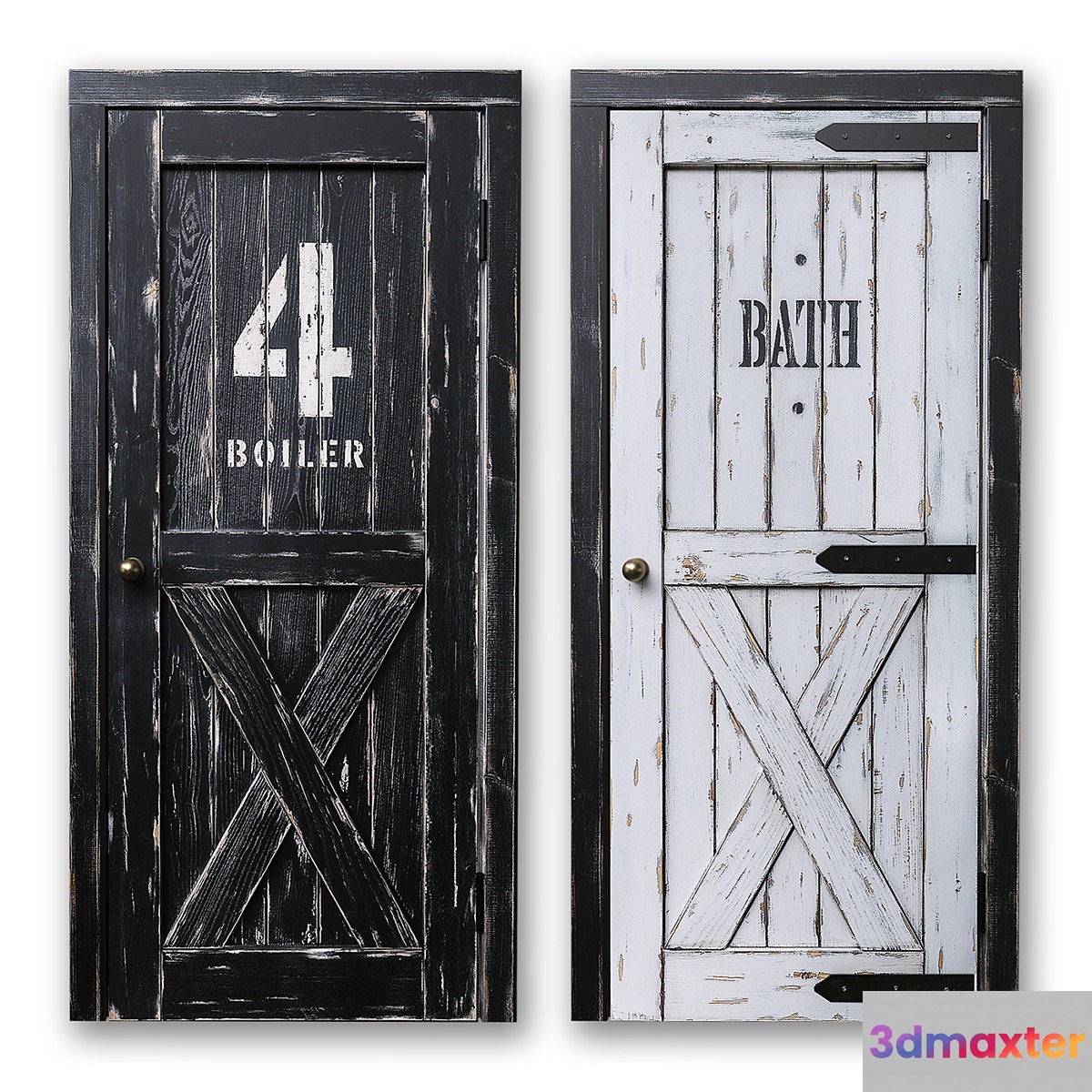 Loft style doors boiler bathroom 3D Max