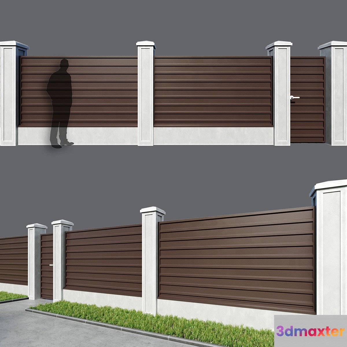 Fence made of corrugated board 5 options 3D Max