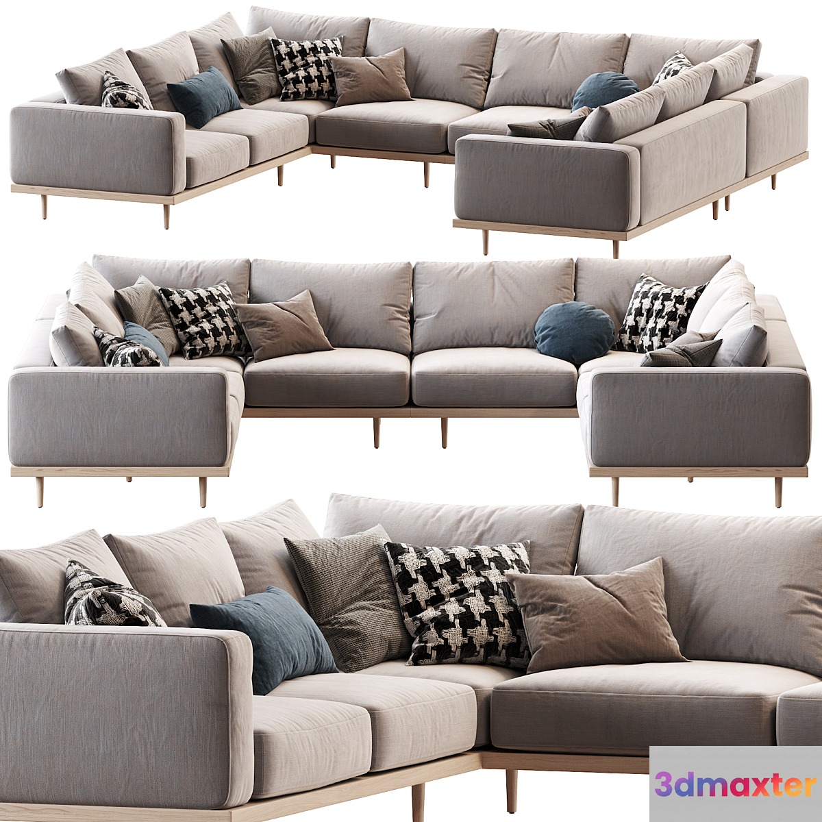 Newport 5-Piece U-Shaped Sectional 3D Max
