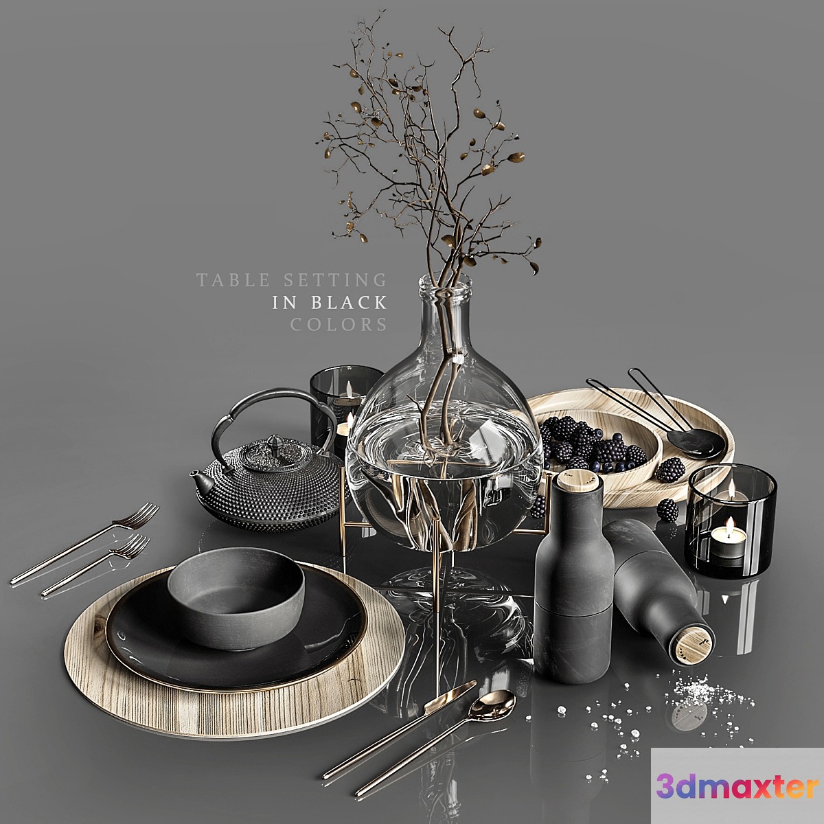 Table setting in black colors 2 - No.2