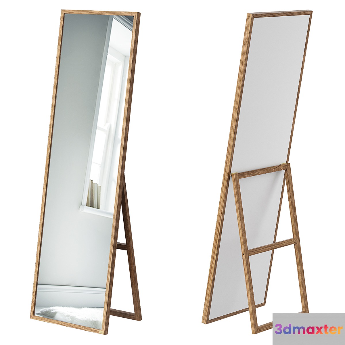 Cox & Cox Oak Full Length Standing Mirror 3D Max