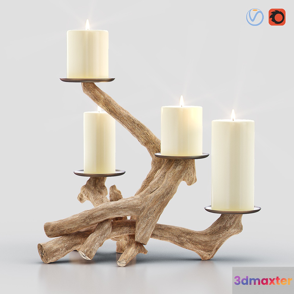 HANDMADE Driftwood Pillar Holder 3D Max