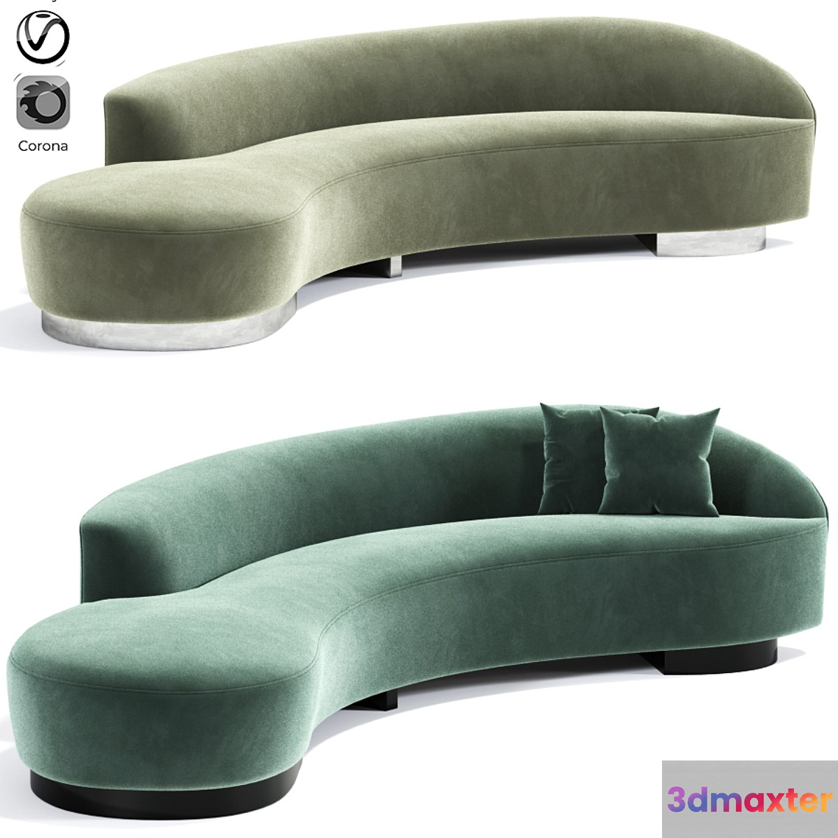 Navii long curved sofa