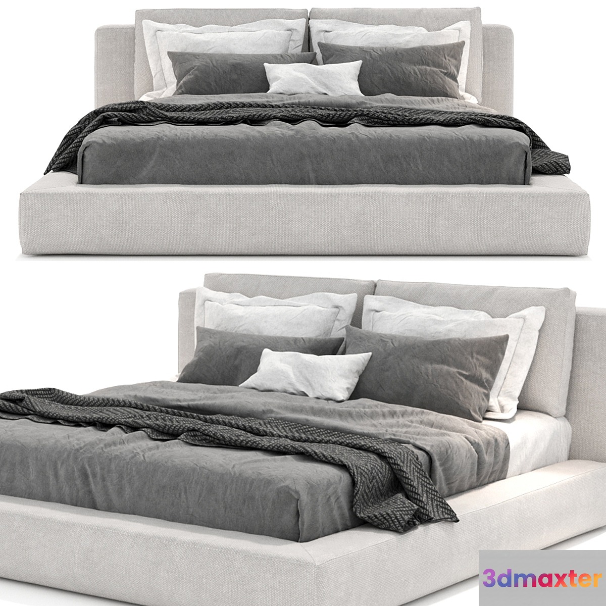 RH Cloud Slipcovered Platform Bed 3D Max