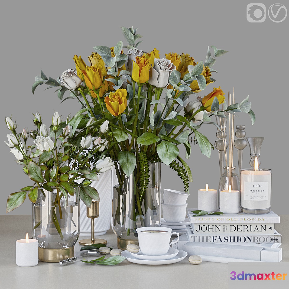 Yellow roses 3D Max