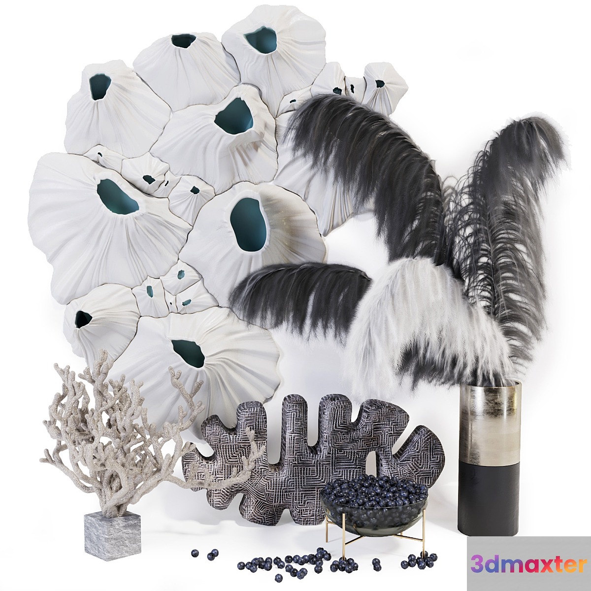 Decorative set - feather 3D Max