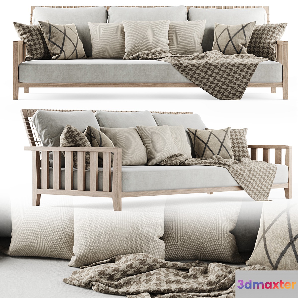 Three-seater garden sofa with plaid _ Three-seater garden sofa with plaid