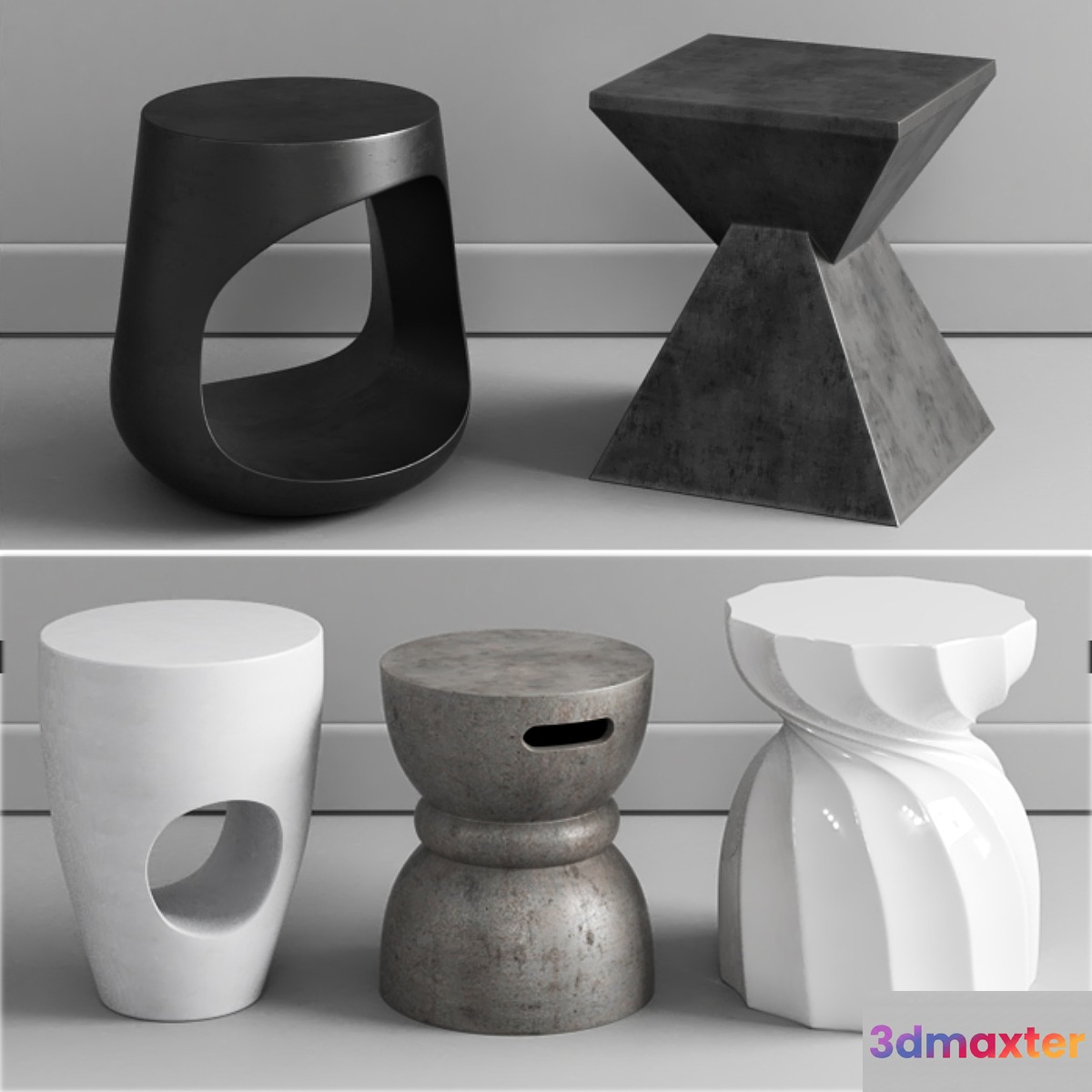 Coco Republic Concrete Stools 3D Max