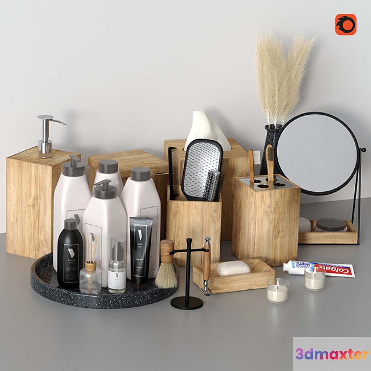 Wooden Bath Accessories 3D Max