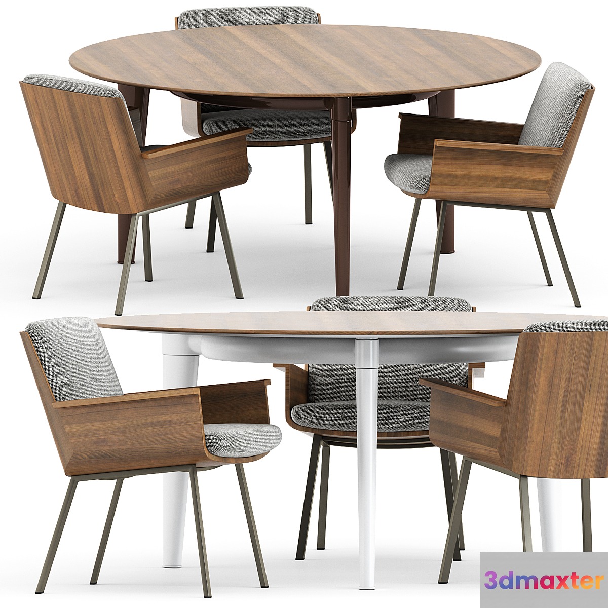 DAIKI OUTDOOR DINING LITTLE ARMCHAIR and PENTHOUSE ROUND Table by Minotti 3D Max
