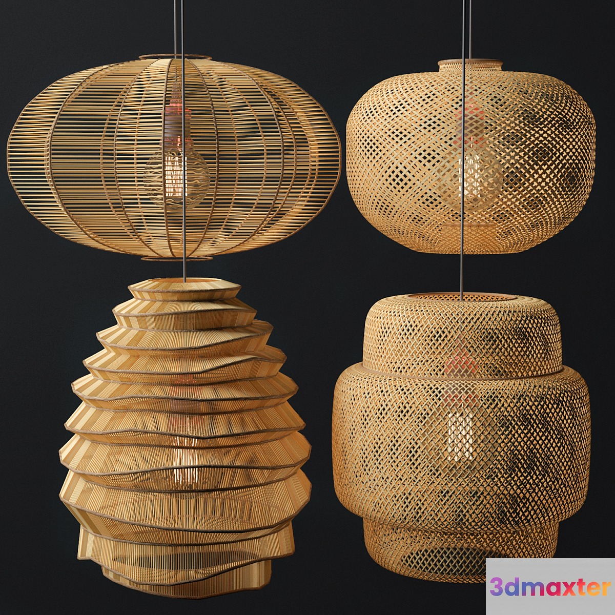 Rattan Lighting Set 7 - No.2 3D Max