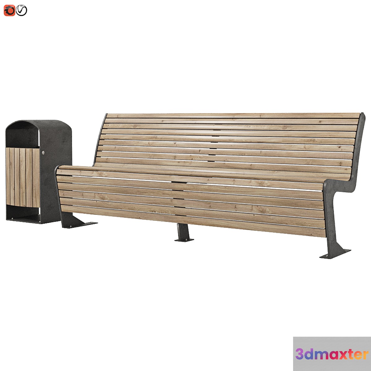 Set of Bench-urn_01 3D Max