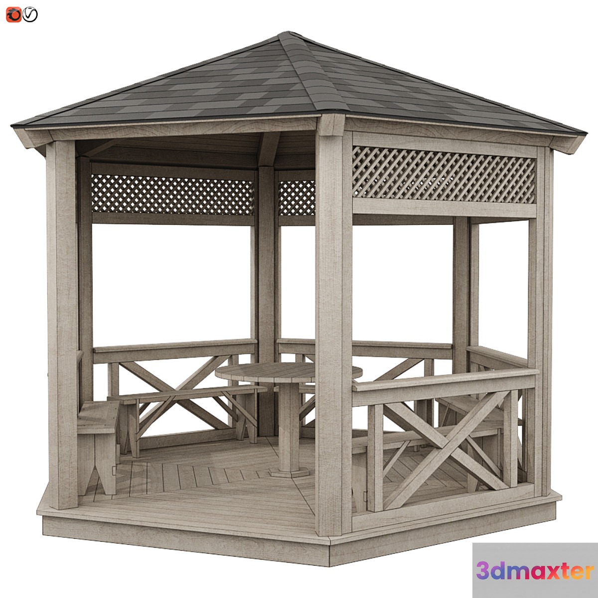 Garden Gazebo made of wood 03