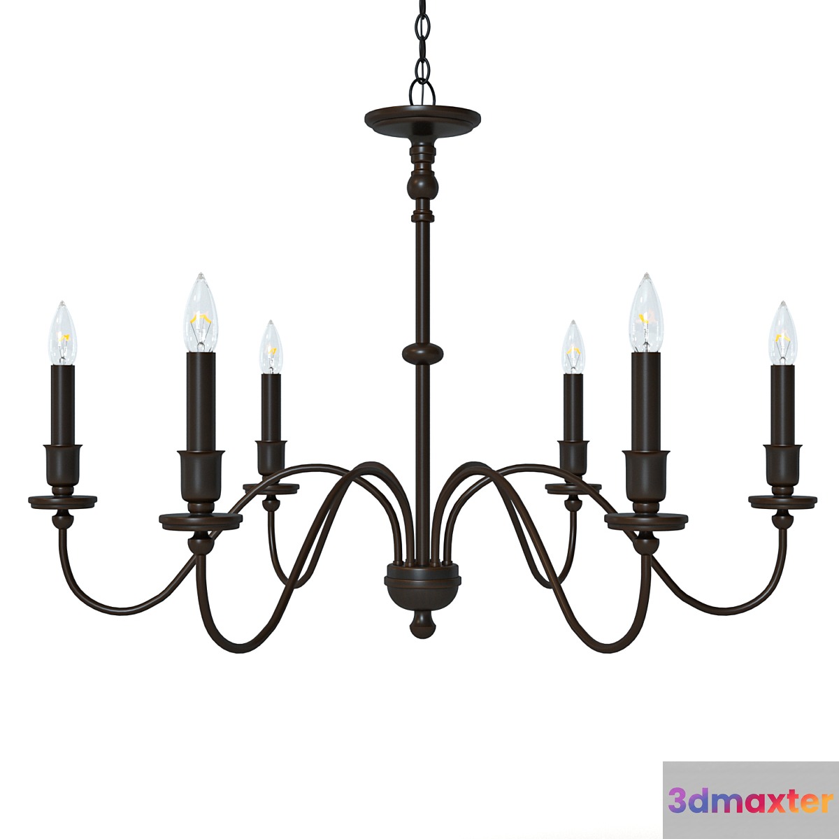 Six light chandelier in matte black 3D Max