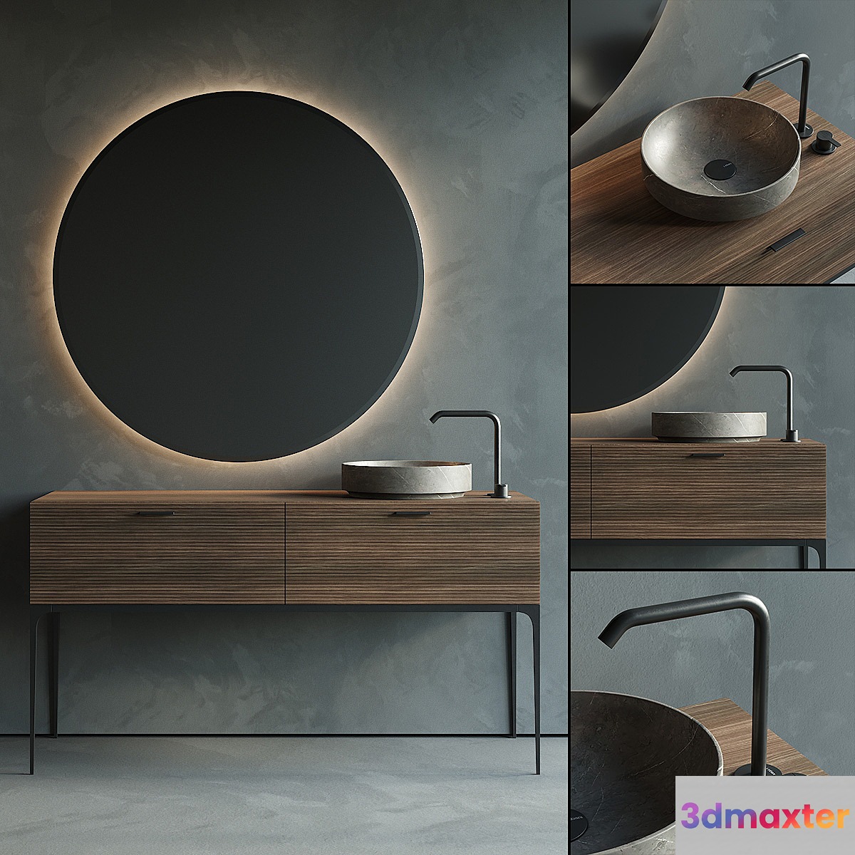 Inbani Grate 03 Vanity Unit Set 2 3D Max