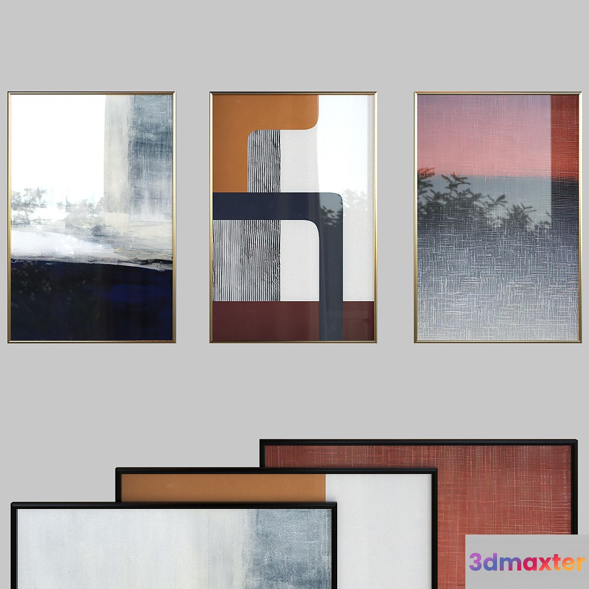 Canvas painting with frame 025 - No.2 3D Max