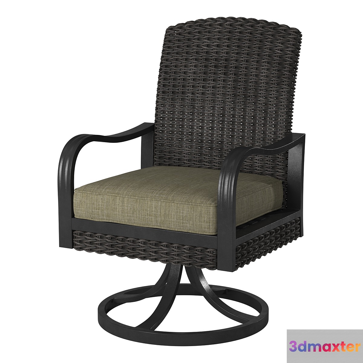 Rotary Metal Leg Swing Rattan Arm Chair