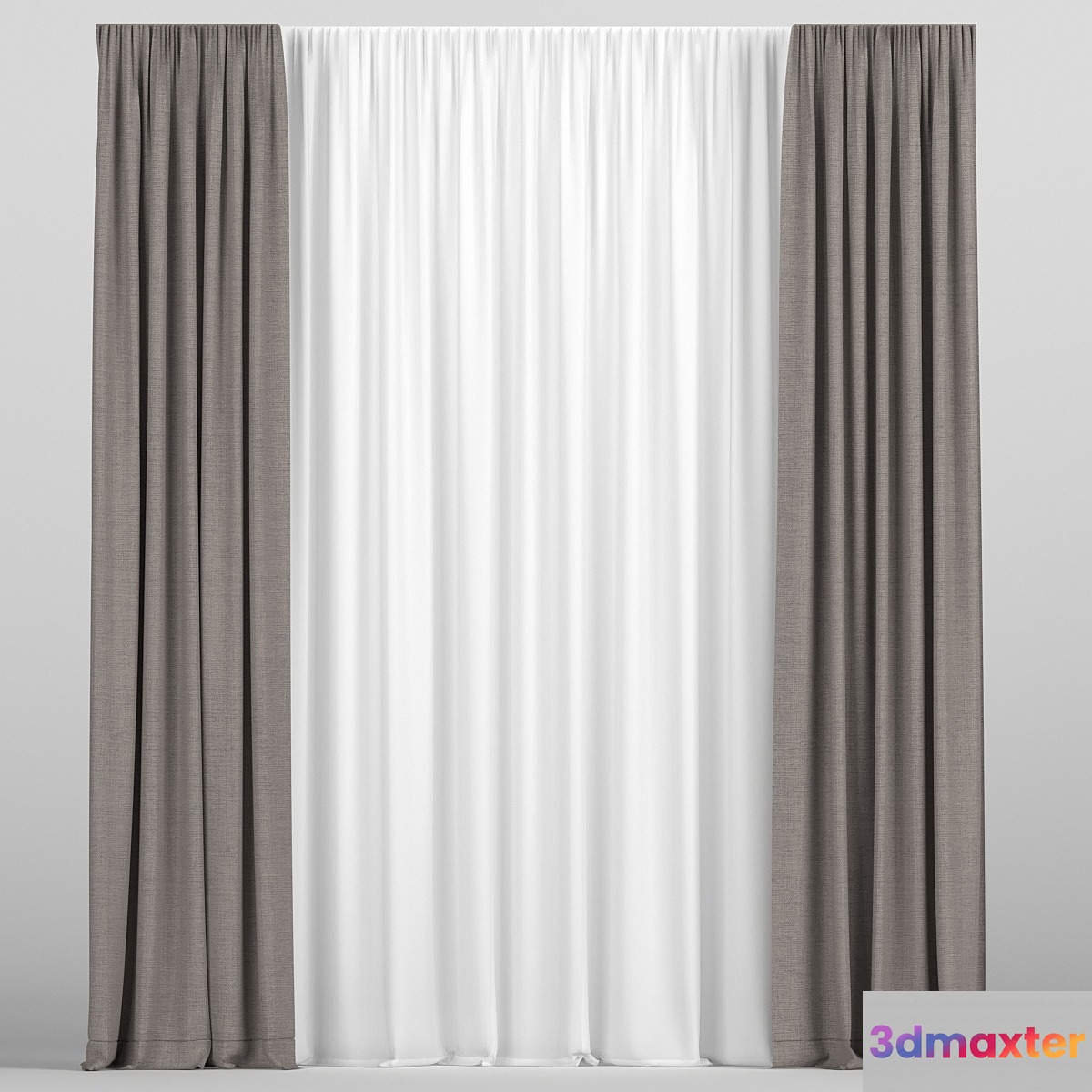 Curtains with tulle - No.5 3D Max