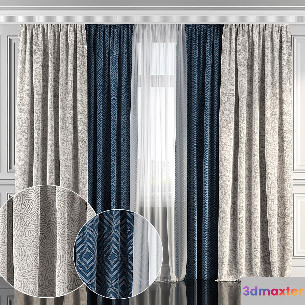 Curtains with window 176 3D Max