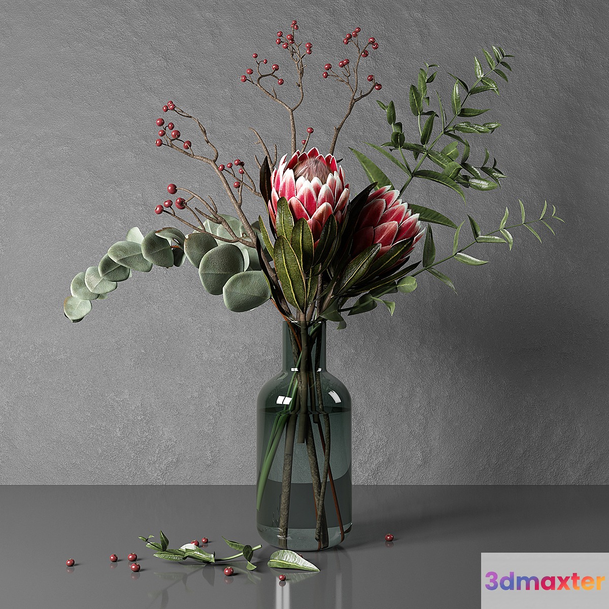 Protea and eucalyptus bouquet