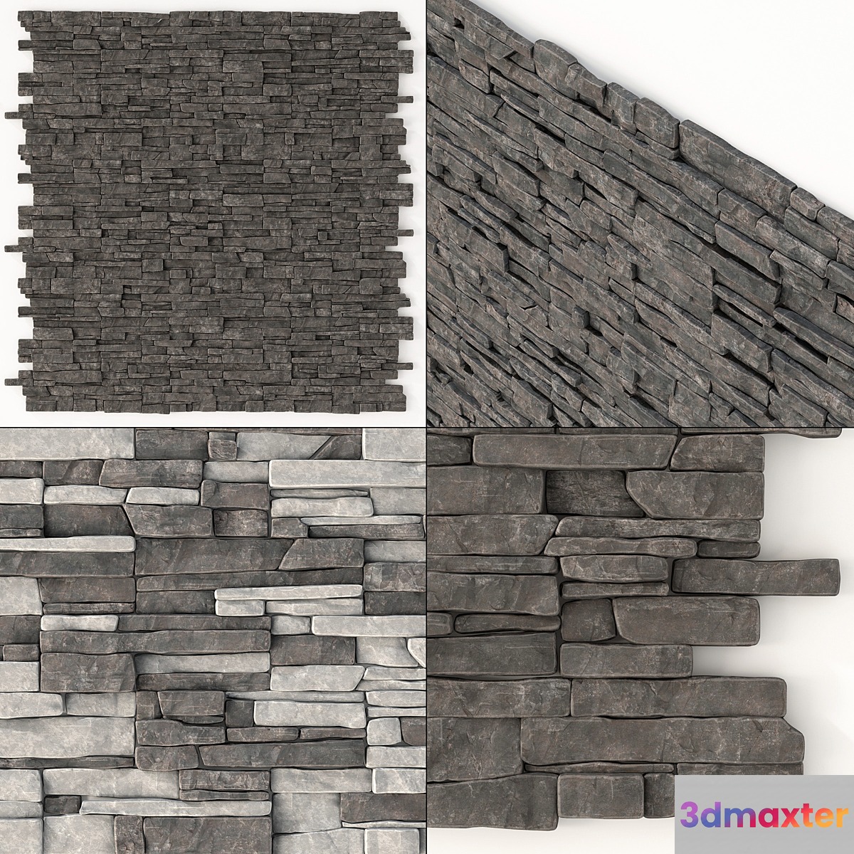 Panel clincer rock panel n3 _ Panel clinker rock 3D Max