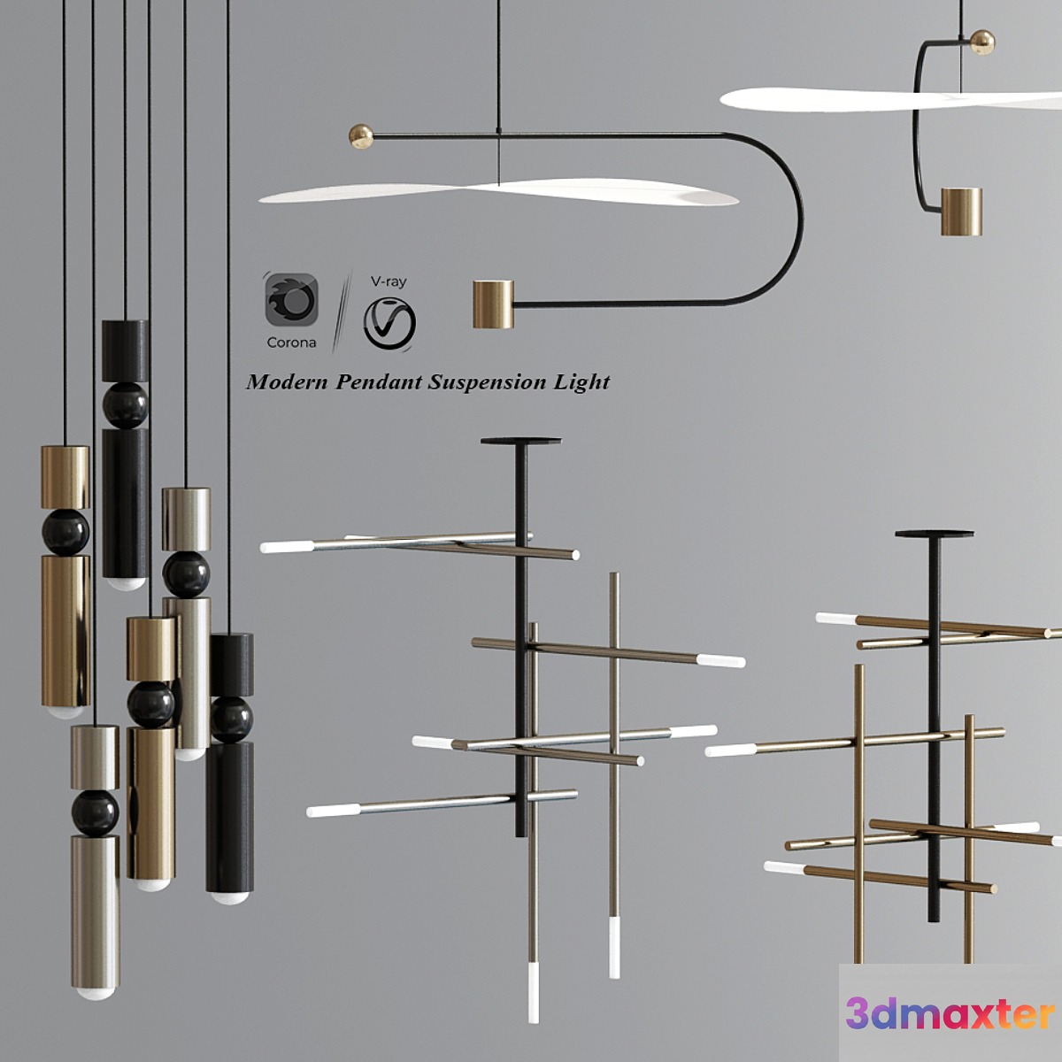 Modern Pendant Suspension Light 05 3D Max