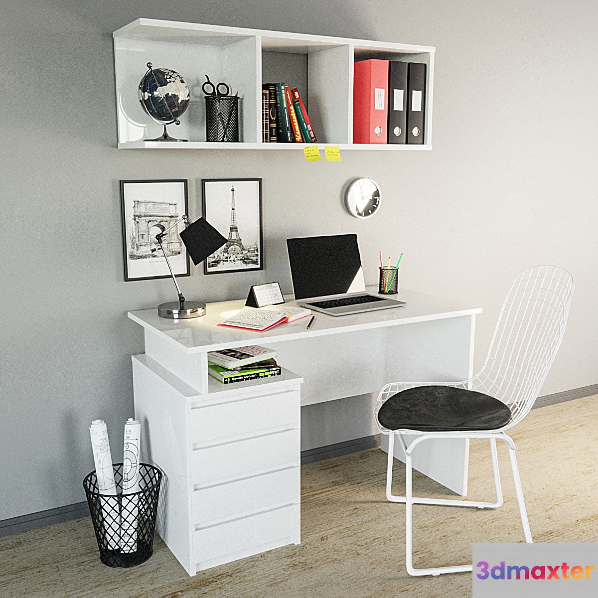 office workplace table mesinge 3D Max