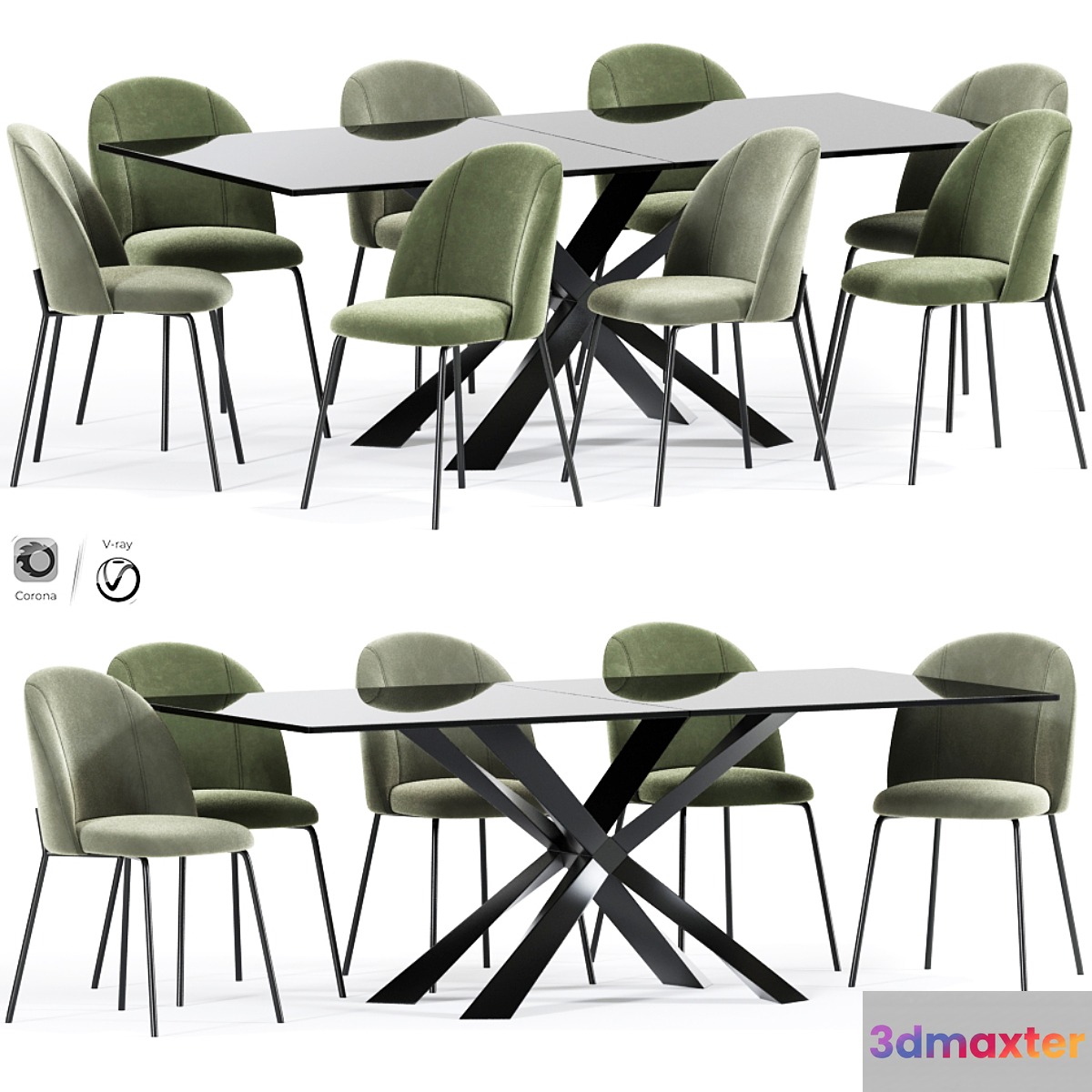 Cloyd Dining Table Chair Collection 3D Max