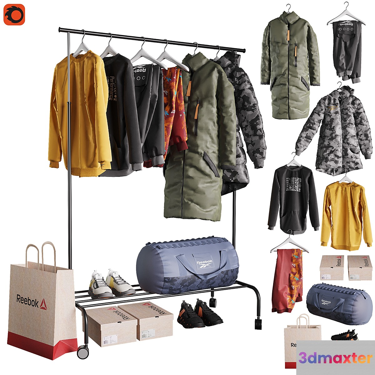 Floor hanger with clothes